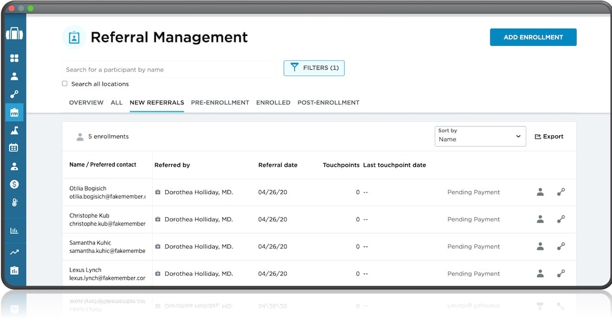 Referral Management Screen